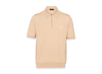 PRADA Superfine Wool Polo Shirt "Sand Beige"