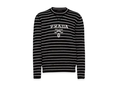 PRADA Wool Cashmere Crewneck Sweater "Black/White"