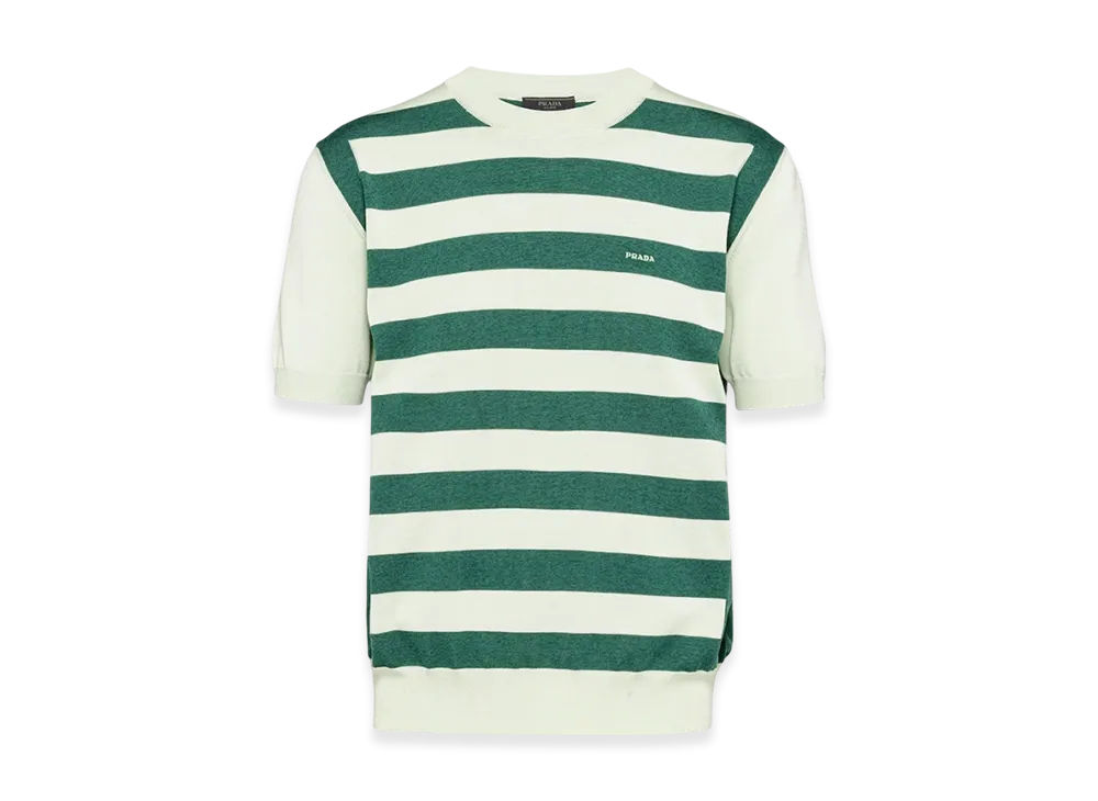 PRADA Silk and Cotton Crewneck Sweater "Mint Green/Emerald Green"