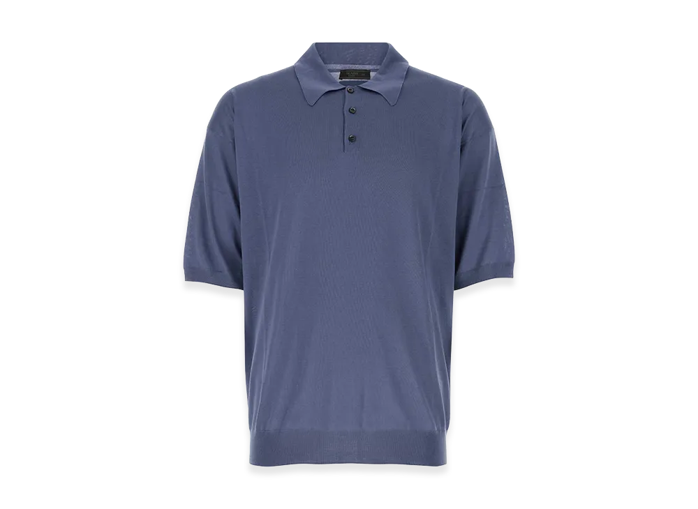 PRADA Air Force Blue Silk Polo Shirt "Light Blue"