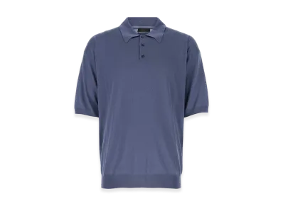 PRADA Air Force Blue Silk Polo Shirt "Light Blue"