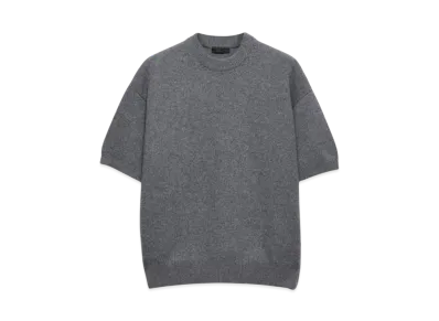 PRADA Men's Short-Sleeved Re-Cashmere Sweater "Dark Gray"