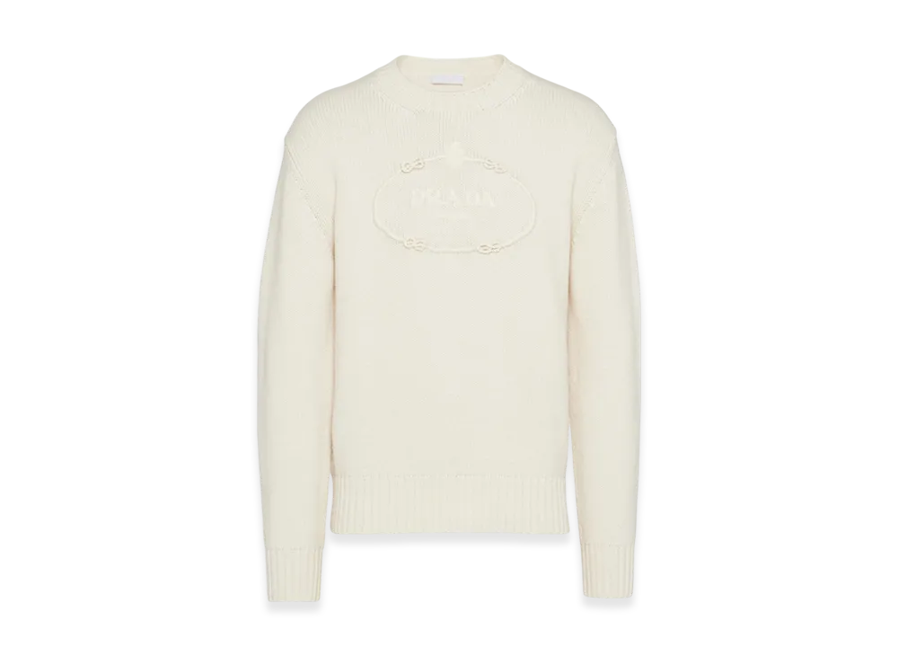 PRADA Wool Cashmere Crewneck Sweater "White"