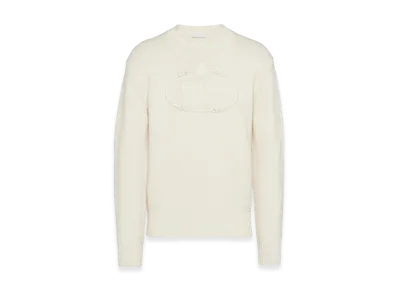 PRADA Wool Cashmere Crewneck Sweater "White"