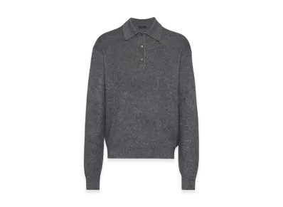 PRADA Cashmere Silk Polo Sweater "Grey"