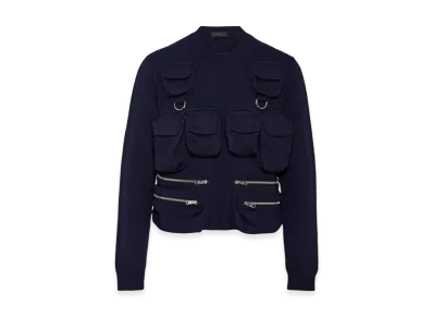 PRADA Shetland Wool Crewneck Sweater "Navy"