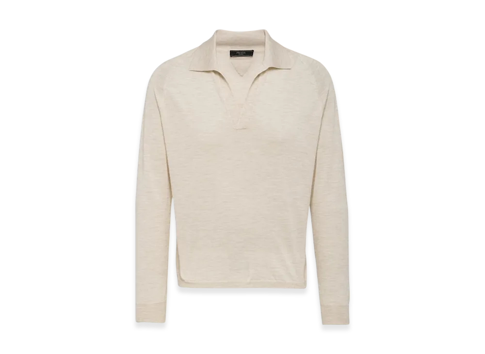 PRADA Cashmere Polo Shirt "Albino White"