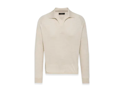 PRADA Cashmere Polo Shirt "Albino White"