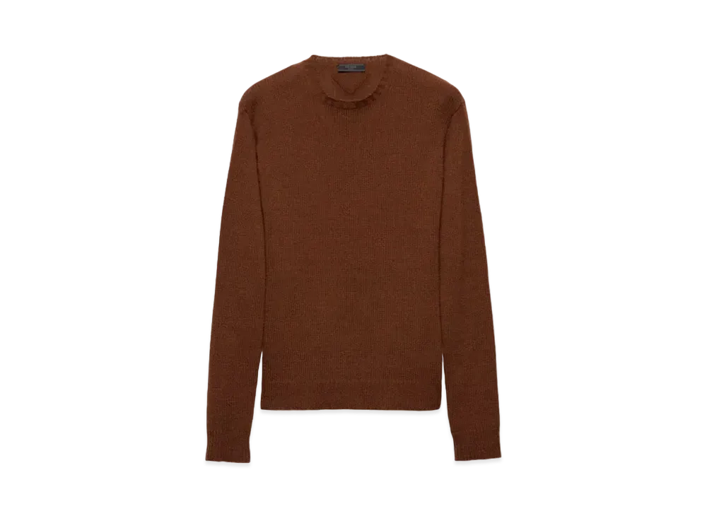 PRADA Men's Cashmere Crew-Neck Sweater "Brown"