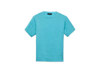 PRADA Men's Short-Sleeved Cashmere Sweater "Light Blue"