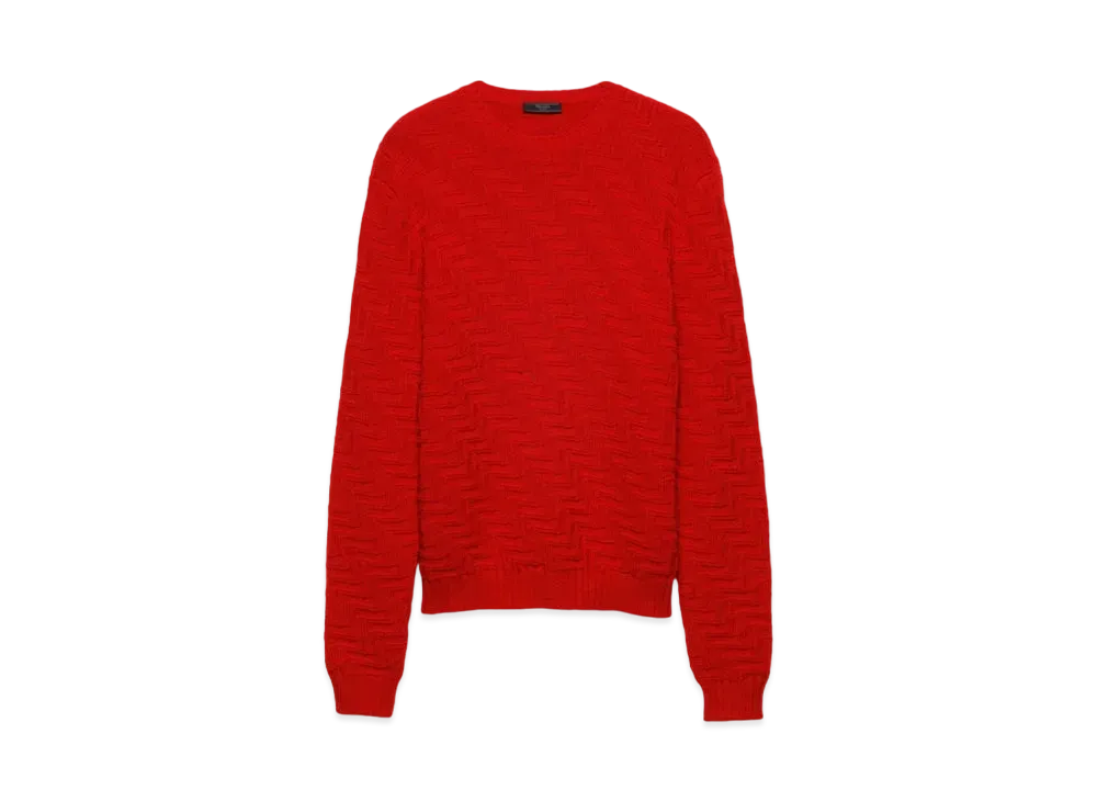 PRADA Men's Wool And Cashmere Crew-Neck Sweater "Red"