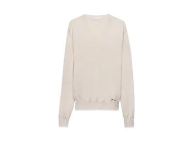 PRADA Men's Silk V-Neck Sweater "Natural"