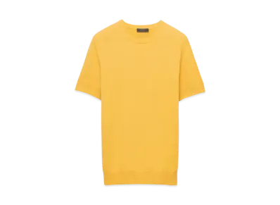PRADA Men's Short-Sleeved Cotton Sweater "Mustard Yellow"
