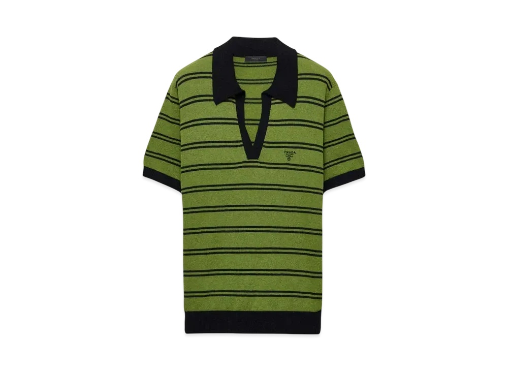 PRADA Men's Cotton Polo Shirt "Black/Pistachio Green"