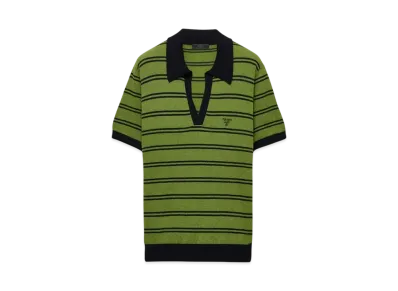 PRADA Men's Cotton Polo Shirt "Black/Pistachio Green"