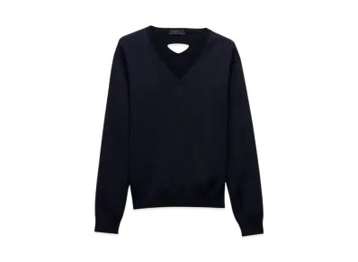 PRADA Men's V-Neck Wool Sweater "Navy"