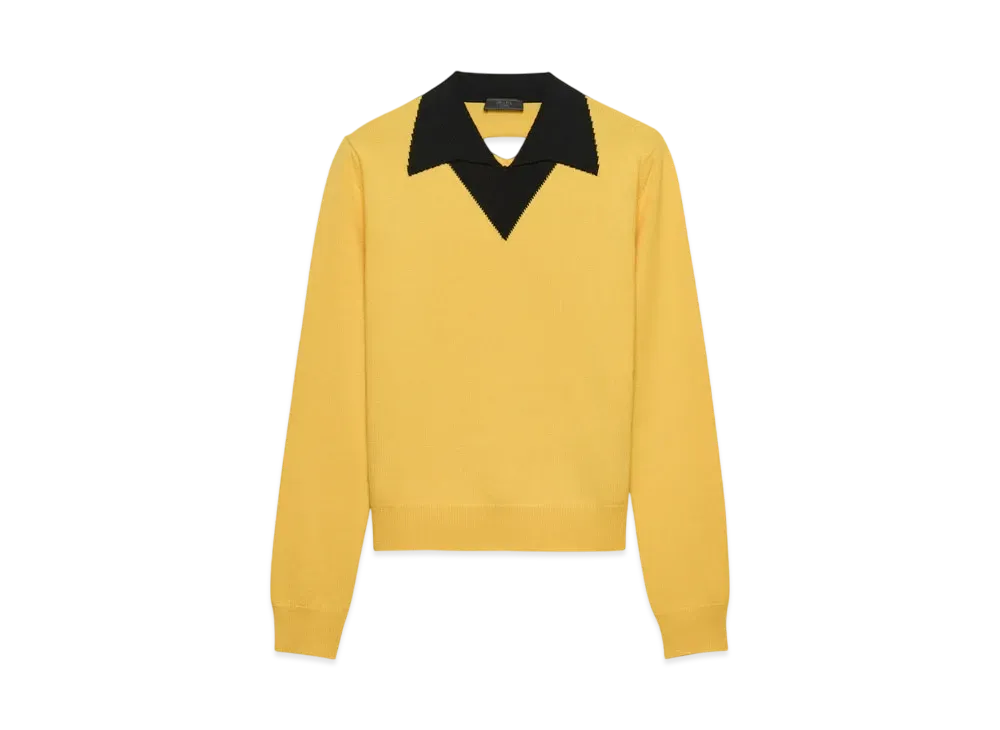 PRADA Men's Wool Polo Shirt "Yellow/Black"
