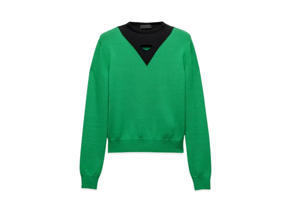 PRADA Men's Wool Sweater "Green/Black"