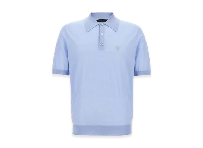 PRADA Wool Polo Shirt "Light Blue"
