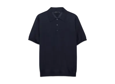 PRADA Men's Cashmere and Silk Polo Shirt "Navy"