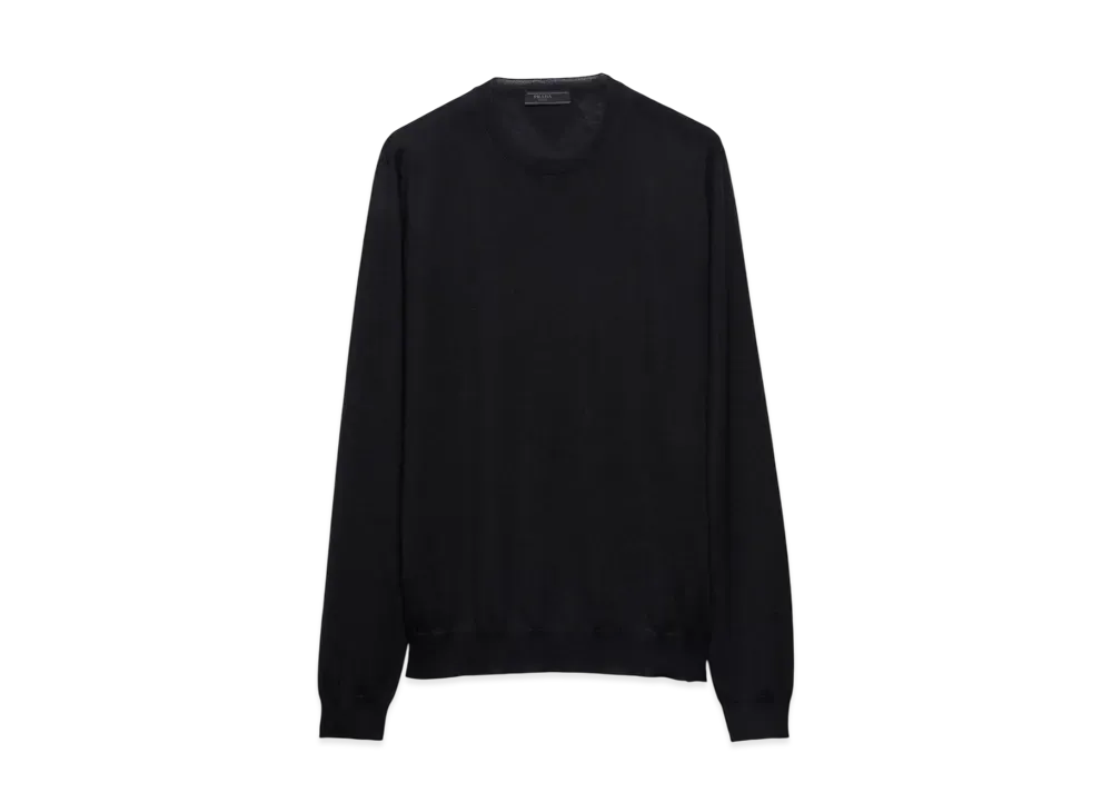 PRADA Men's Cashmere and Silk Crew-Neck Sweater "Black"