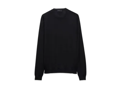 PRADA Men's Cashmere and Silk Crew-Neck Sweater "Black"