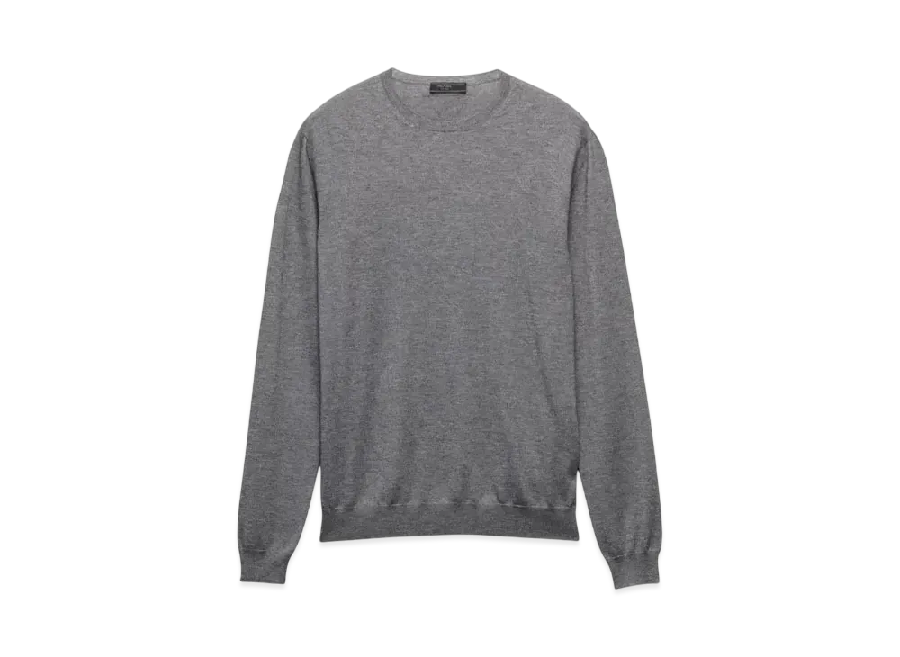 PRADA Men's Cashmere and Silk Crew-Neck Sweater "Gray"
