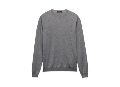 PRADA Men's Cashmere and Silk Crew-Neck Sweater "Gray"