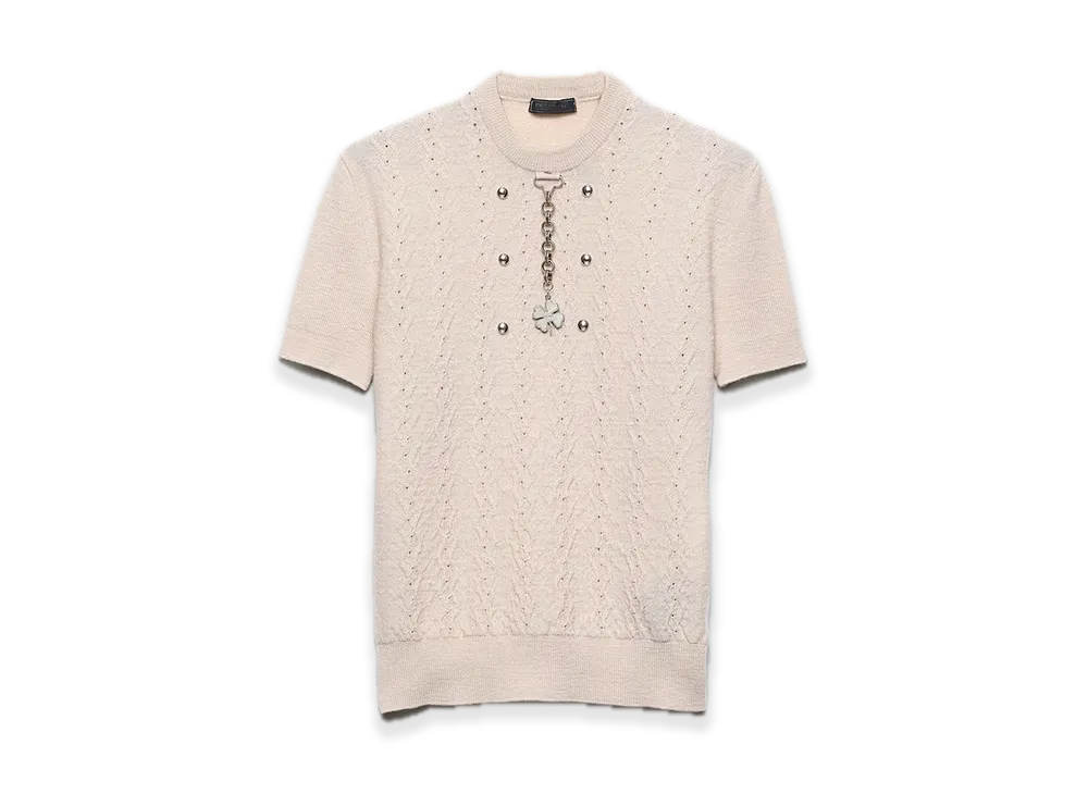 PRADA Wool Crewneck Sweater "Sand Beige"