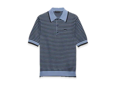 PRADA Stripe Cotton Polo Shirt "Blue/Black"