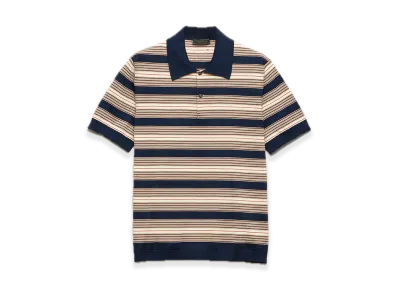 PRADA Stripe Cotton Polo Shirt "Navy"