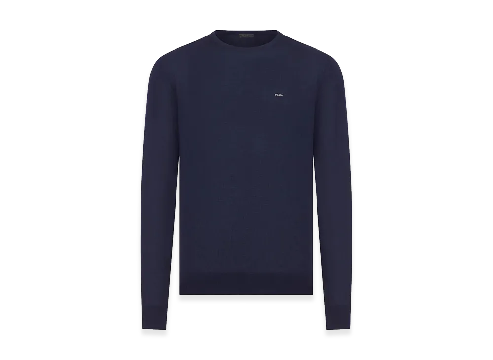PRADA Superfine Wool Crewneck Sweater "Blue"