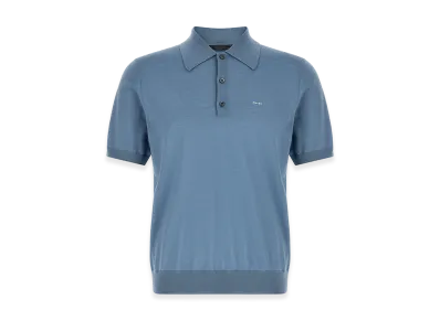 PRADA Superfine Wool Polo Shirt "Light Blue"