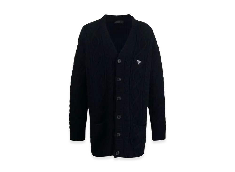 PRADA Oversized Cable Knit Cardigan "Navy"