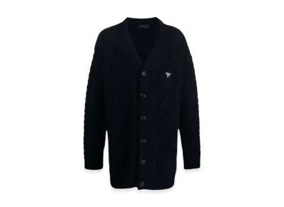 PRADA Oversized Cable Knit Cardigan "Navy"