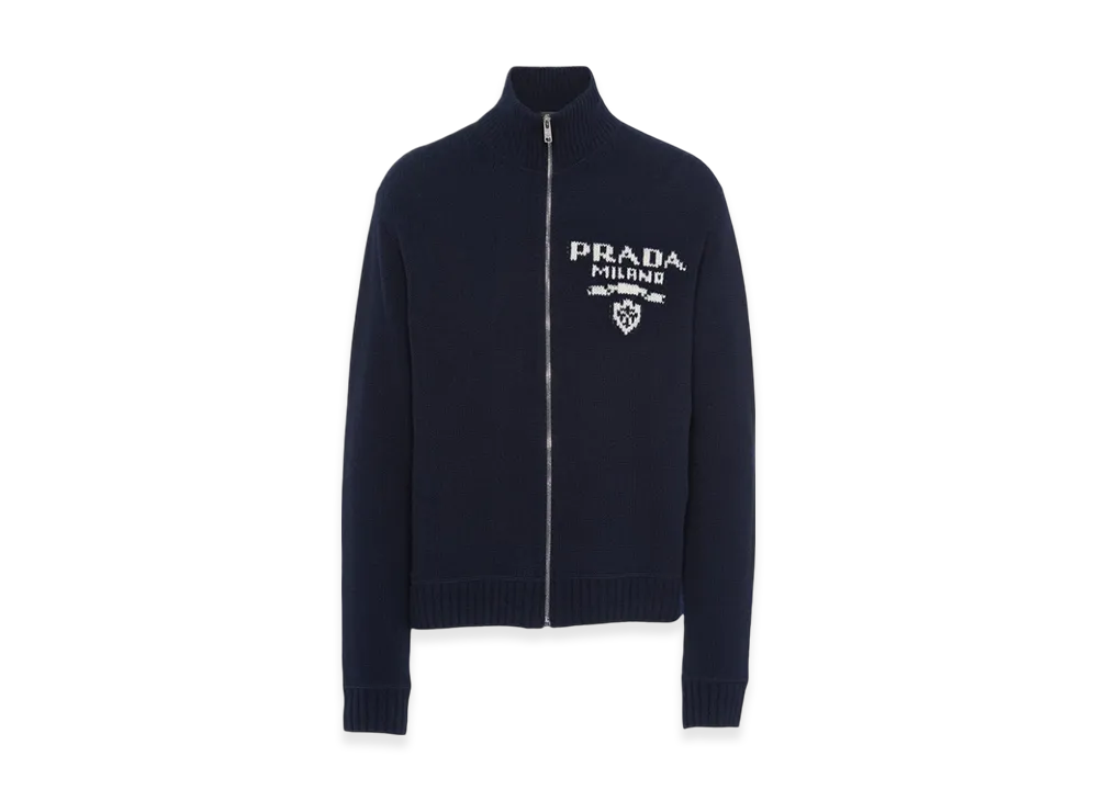 PRADA Wool and Cashmere Cardigan "Navy"