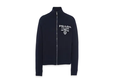 PRADA Wool and Cashmere Cardigan "Navy"