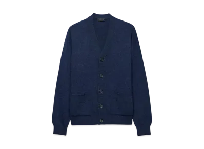 PRADA Men's Re-Cashmere Cardigan "Indigo Blue"