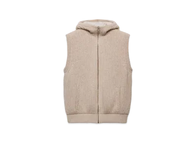 PRADA Men's Cashmere Hoodie Vest "Sand Beige"