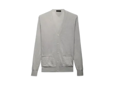 PRADA Men's Cashmere Cardigan "Light Gray"
