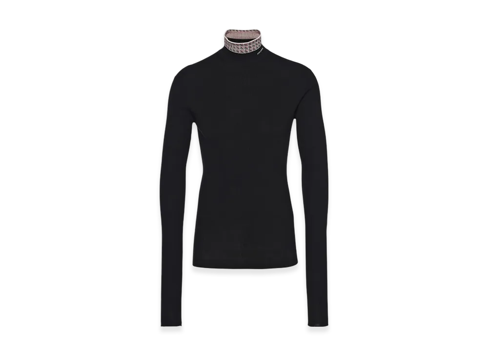 PRADA Cotton Turtleneck Sweater "Black/Alabaster Pink"