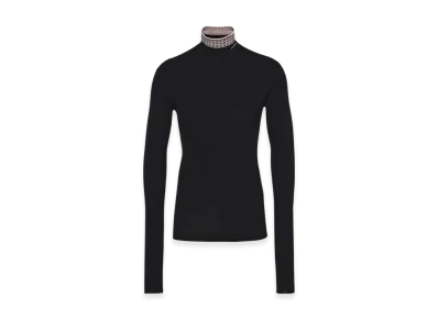 PRADA Cotton Turtleneck Sweater "Black/Alabaster Pink"