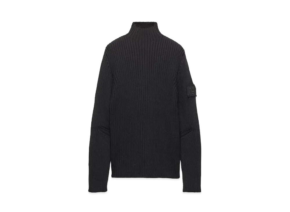 PRADA Men's Wool Mock Turtleneck Sweater "Black"