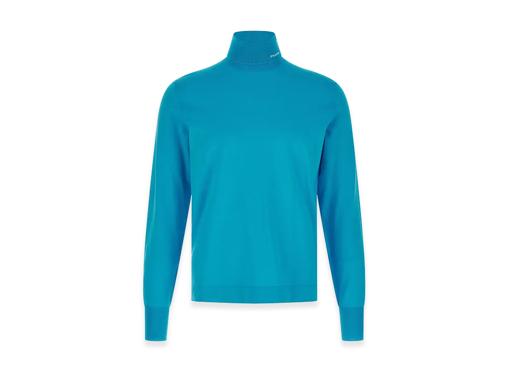 PRADA Logo Intarsia Turtleneck Sweater "Light Blue"