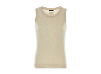 PRADA Melange Sand Cashmere Tank Top "Beige"