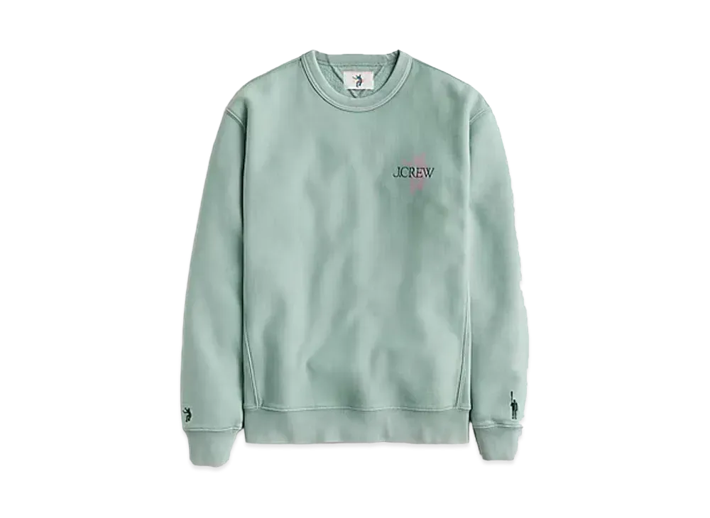 UNION x J.Crew Embroidered Graphic Fleece Sweatshirt "Faded Blue"