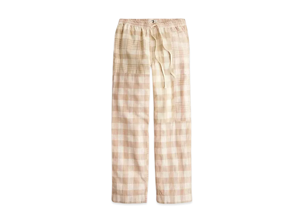 UNION x J.Crew Drawstring Pant In Sashiko Plaid Cotton Blend "Millo Sashiko/Gold"
