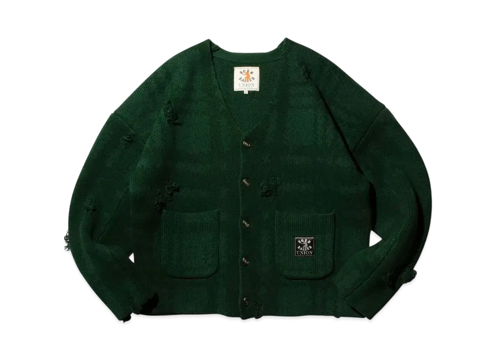 UNION x Born x Raised Distressed Cardigan "Green"
