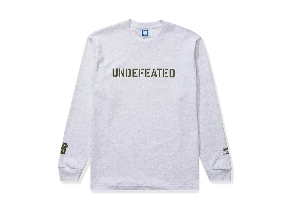 UNDEFEATED STENCIL LOGO L/S TEE - 80312 "Gray"