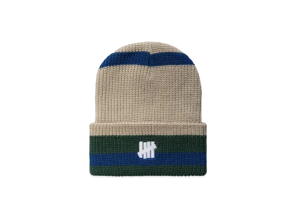 UNDEFEATED Striped Icon Beanie "Off-White"